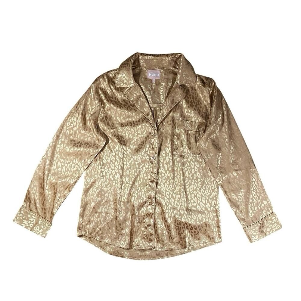 Show Me Your MuMu Satin Leopard Oversized Top - XS